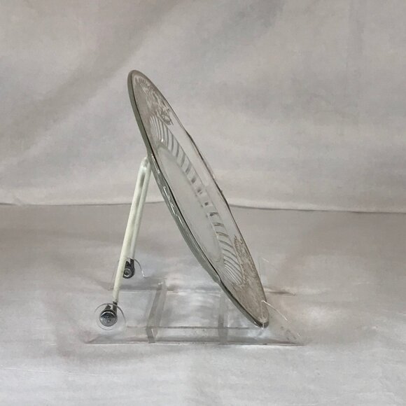 Vintage Silver Overlay Round Glass Pastry Serving Plate - Picture 8 of 9